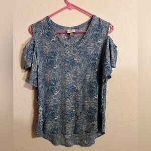 Knox Rose Blue Shoulder Top Size Small